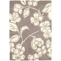 salerno taupe modern floral wool viscose rug