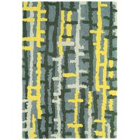 Salerno Grey & Yellow Ladder Wool, Viscose Rug