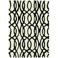 Salerno Black & White Trellis Wool, Viscose Rug