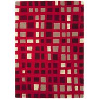 Salerno Red Wool & Viscose Geometric Rug