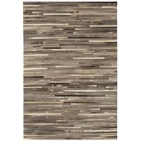 Saida Dark Grey Leather Stripe Modern Rug