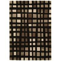 Salerno Brown Wool, Viscose Geometric Rug