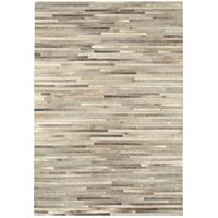 Saida Light Grey Leather Stripe Modern Rug