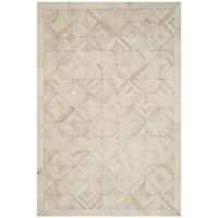 Saida Light Grey Leather Geometric Modern Rug 200x300