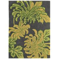 safi grey yellow green acrylic floral rug