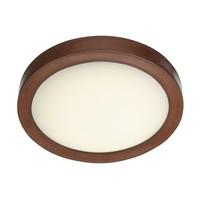 SA140 Saddler Flush Ceiling Light In Brown Leather Effect With White Glass