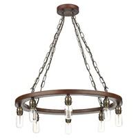 SA883 Saddler 8 Light Pendant In Brown Leather Effect, Fitting Only