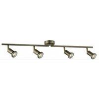 Saturn Antique Brass 4 Light Adjustable Ceiling Spotlight Bar