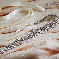 Satin Wedding / Party/ Evening / Dailywear Sash-Appliques / Pearls / Floral / Rhinestone Long Women\'s Sashes