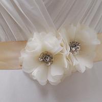 Satin Wedding / Party/ Evening / Dailywear Sash - Beading / Floral / Rhinestone Women\'s Sashes