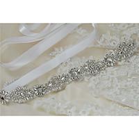 Satin Wedding / Party/ Evening / Dailywear Sash-Beading / Pearls / Crystal / Rhinestone Women\'s 98 ½in(250cm)Beading / Pearls / Crystal /