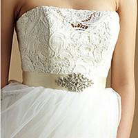 Satin / Satin/ Tulle Wedding Sash-Rhinestone Women\'s 70 in(180cm) Rhinestone