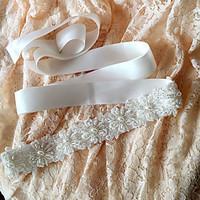 Satin Wedding / Party/ Evening / Dailywear Sash-Beading / Appliques / Pearls Women\'s 98 ½in(250cm) Beading / Appliques / Pearls