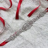 Satin Wedding / Party/ Evening Sash-Rhinestone Women\'s 98 ½in(250cm) Rhinestone