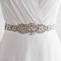 Satin Wedding / Party/ Evening / Dailywear Sash - Sequins / Beading / Appliques / Pearls / Crystal Women\'s Sashes