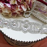 Satin Wedding / Party/ Evening Sash-Rhinestone Women\'s White 78 ¾in(200cm) Rhinestone