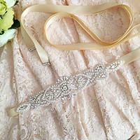Satin Wedding / Party/ Evening / Dailywear Sash-Sequins / Beading / Pearls / Crystal / Rhinestone Women\'s 98 ½in(250cm)Sequins / Beading