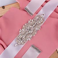 Satin Wedding / Party/ Evening / Dailywear Sash-Beading / Crystal / Rhinestone Women\'s 98 ½in(250cm) Beading / Crystal / Rhinestone