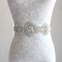 Satin Wedding / Party/ Evening Sash-Rhinestone Women\'s 98 ½in(250cm) Rhinestone