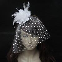 Satin Feather Tulle Headpiece-Wedding Special Occasion Birdcage Veils 1 Piece