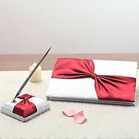 Satin Vegas ThemeWithRibbons Rhinestones Guest Book Pen Set