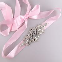 Satin Wedding Party/ Evening Dailywear Sash-Sequins Beading Rhinestone Sequins Beading Rhinestone