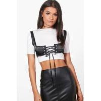 Satin Lace Up Corset - black