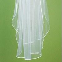 Satin Ribbon Edge Veil - White