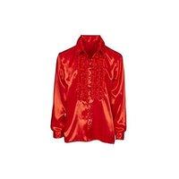 Satin Ruffle Shirt - Red (xxl)