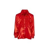 satin ruffle shirt red xxl