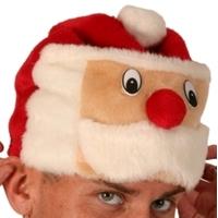 Santa Hat With Face Plush Red & White