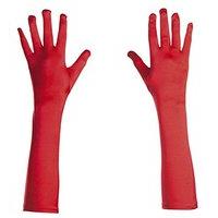 Satin 43cm Red Lycra Satin & Sequin Gloves For Fancy Dress Costumes Accessory