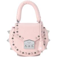 Salar Mimi Ring pink leather hand bag with studs women\'s Shoulder Bag in pink