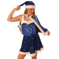 santa miss velvet blue sequin 4pi dress