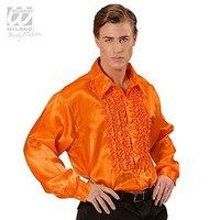 satin ruffle shirt orange ml