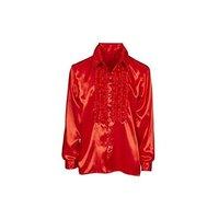 Satin Ruffle Shirt - Red (xl)