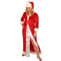 Santa Miss Velvet Long Red & White Dress