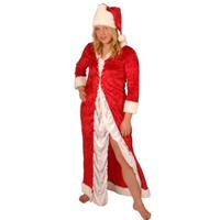 santa miss velvet long red white dress