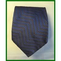 savoy taylors guild blue black and silver diagonal zig zag pattern tie