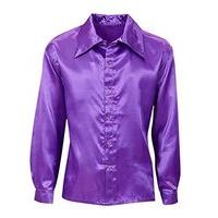 Satin 70s Disco Shirt Costume For Seventies 70s Disco Retro Fancy Dress Up