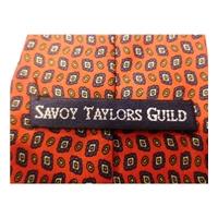 Savoy Tailors Guild Pillar Box Red with Navy Mini Paisley Luxury Designer Silk Tie