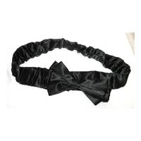 Satin Black Elasticated Scrunched Bow Belt