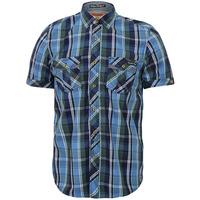 Santos Short Sleeve Checked Shirt in Riviera Blue  Tokyo Laundry