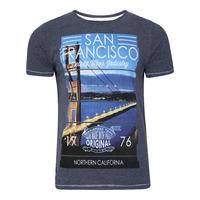 san fran motif t shirt in blue marl dissident