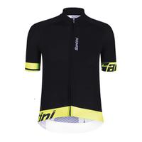 Santini Sleek 2.0 Aero Short Sleeve Jersey - Black/Yellow - L