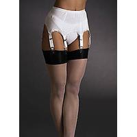 Sassy 6 Strap Plain White Suspender Belt