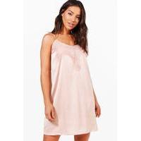 Satin Lace Night Slip - rose pink