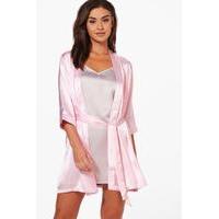 satin kimono robe pink