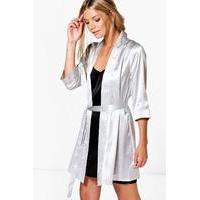 Satin Kimono Robe - grey