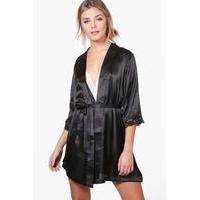 Satin Lace Robe - black